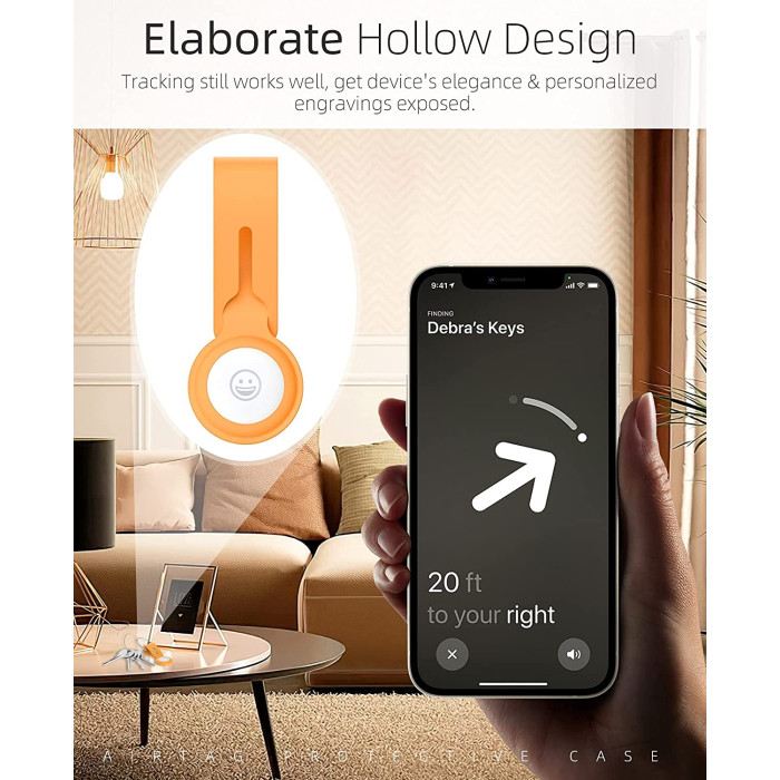 Чохол-брелок для AirTag силіконова петля MOKO Orange