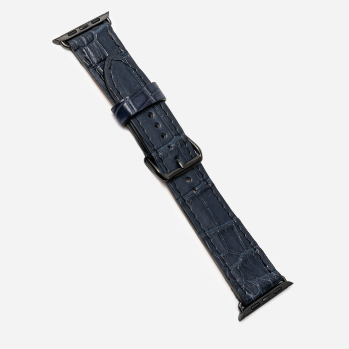 Ремінець Kartel для Apple Watch 42|44|45 із крокодилячої шкіри, у синьому кольорі