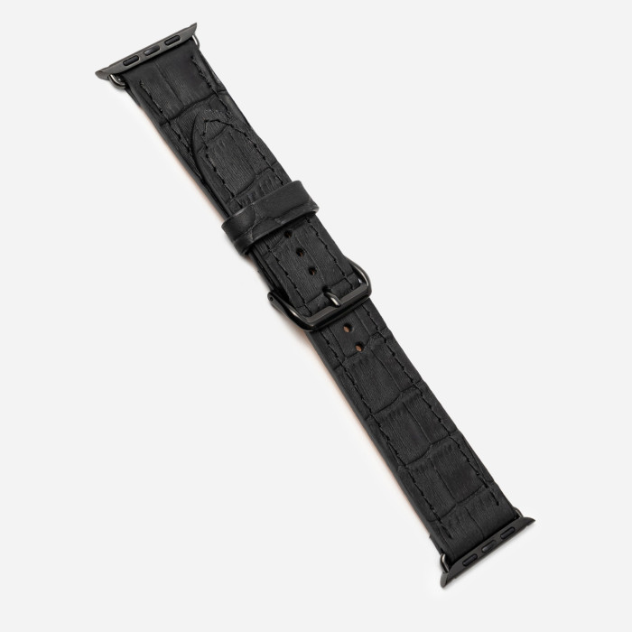 Ремінець Kartel для Apple Watch 42|44|45 із крокодилячої шкіри, у чорному кольорі