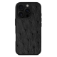 Чохол із чорної шкіри страуса з фолікулами для iPhone 16 Pro Max