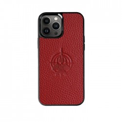 Чохол-накладка із червоної шкіри флотар із тисненням «Привид Києва» для iPhone