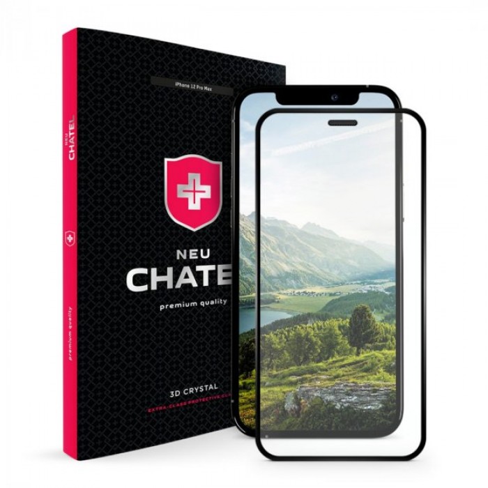 +NEU Chatel Full 2.5D Silk Narrow Border захисне скло для iPhone 12 Pro Max (Швейцарія) Black-uk-ua