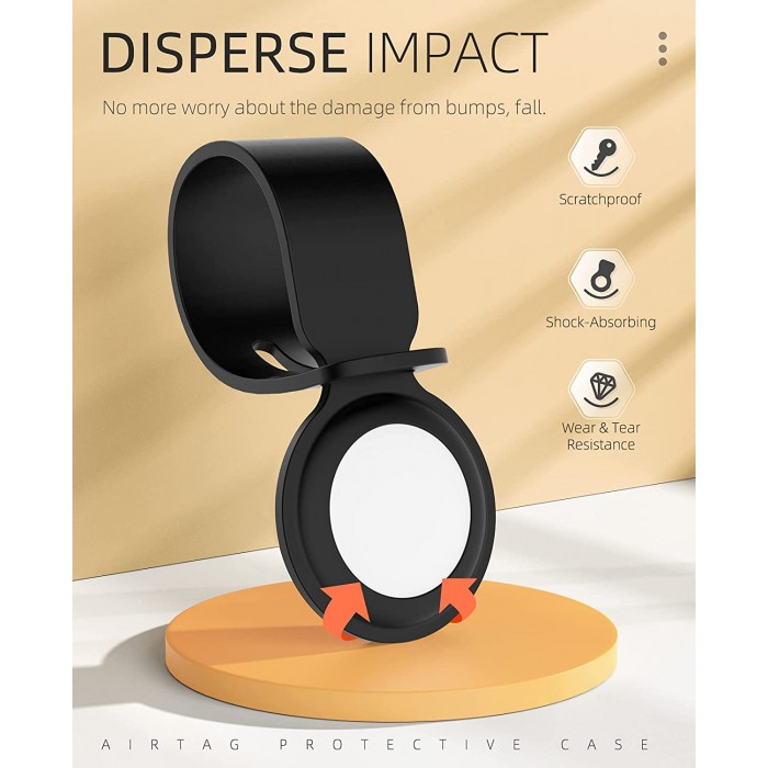 Чохол-брелок TPU протиударний для AirTag MOKO Ring Round Black