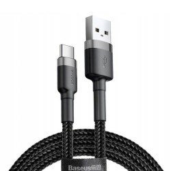 Дата кабель Baseus Cafule USB to Type-C Cable 3A (1m) (CATKLF-B) Чорний / Сірий
