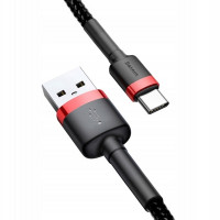 Дата кабель Baseus Cafule USB to Type-C Cable 3A (1m) (CATKLF-B) Червоний / Чорний