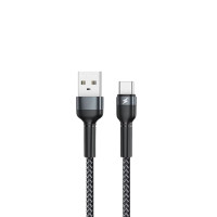 Кабель REMAX Jany Series Aluminum Alloy Braided 2.4A data cable RC-124m/i/a Type-C-Black (6972174152851)