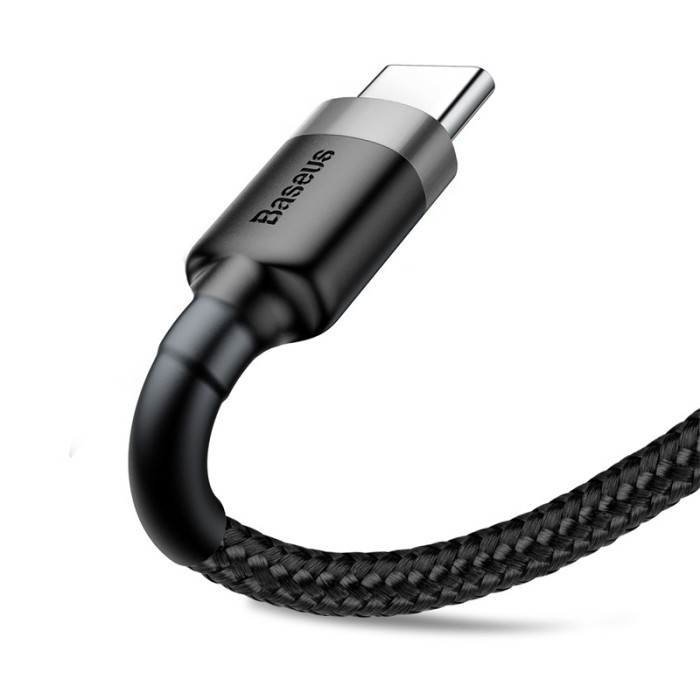 Кабель Baseus Cafule USB 2.0 to Type-C 3A 1M Чорний/Сірий (CATKLF-BG1)