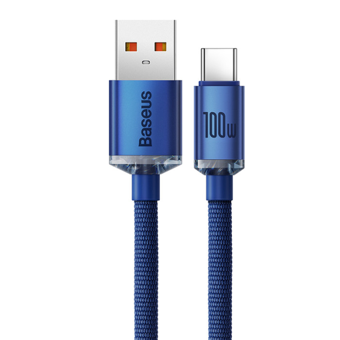 Кабель Baseus Crystal Shine USB 2.0 to Type-C 100W 1.2M Синій (CAJY000403)