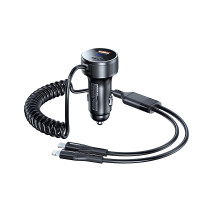 Автомобільний зарядний пристрій Remax Saga 52.5W PD+QC + кабель Type-C та Lightning Чорний (RCC336)