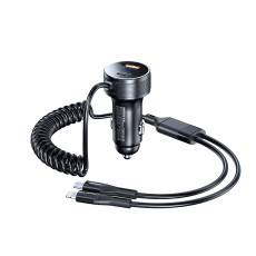 Автомобільний зарядний пристрій Remax Saga 52.5W PD+QC + кабель Type-C та Lightning Чорний (RCC336)