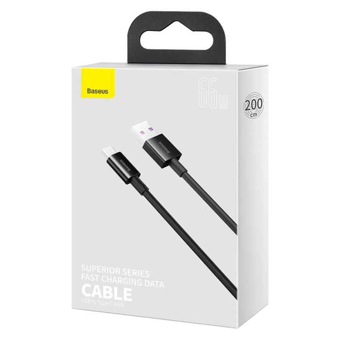 Кабель Baseus Superior USB 2.0 to Type-C 66W 2M Чорний (CATYS-A01)