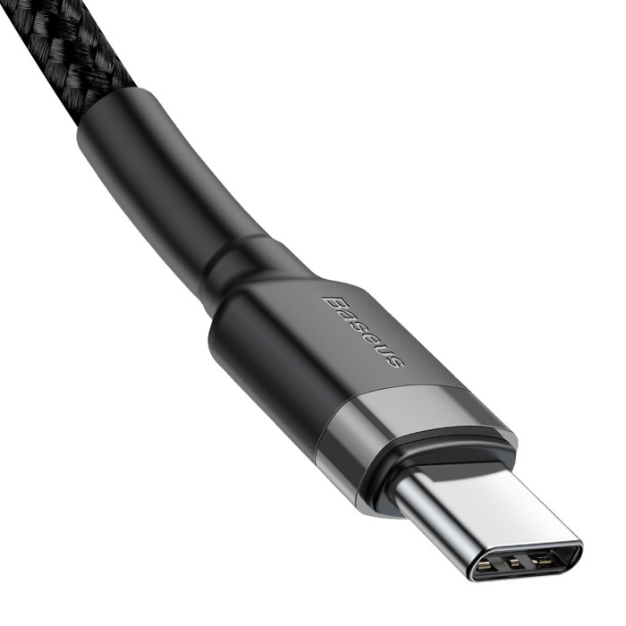 Кабель Baseus Cafule Type-C to Type-C PD2.0 60W 20V 3A 1M Чорний/Сірий (CATKLF-GG1)
