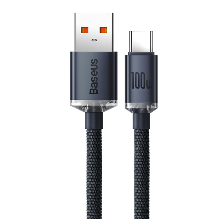 Кабель Baseus Crystal Shine USB 2.0 to Type-C 100W 1.2M Чорний (CAJY000401)