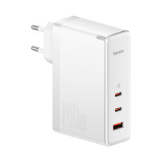 Мережевий зарядний пристрій Baseus GaN5 Pro 3 порти, USB + Type-C 140W Білий + кабель Baseus Superior Type-C для Type-C 240W Білий