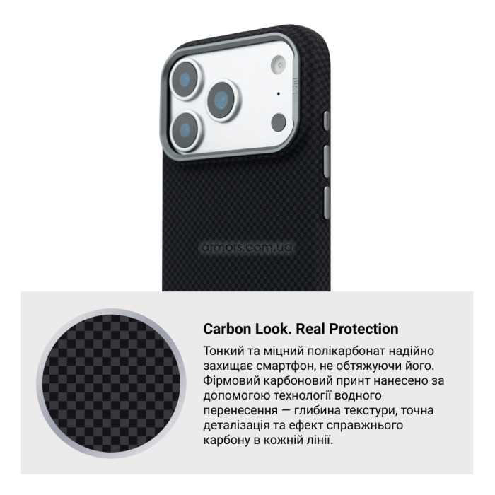 Чохол ArmorStandart LikeCarbon2 Mag Case для Apple iPhone 17 Pro Kevlar Black (ARM88378)