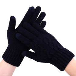 Рукавички для сенсорних екранів із плетінням Touch Gloves Rope dark blue