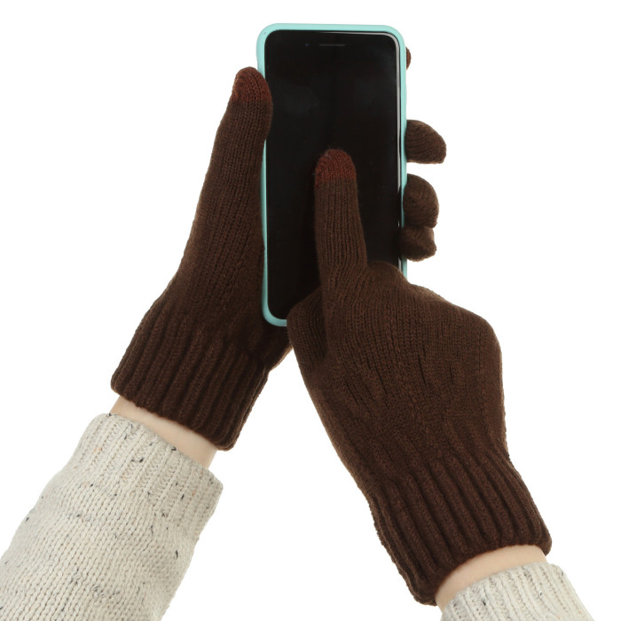Рукавички для сенсорних екранів із плетінням Touch Gloves Rope brown
