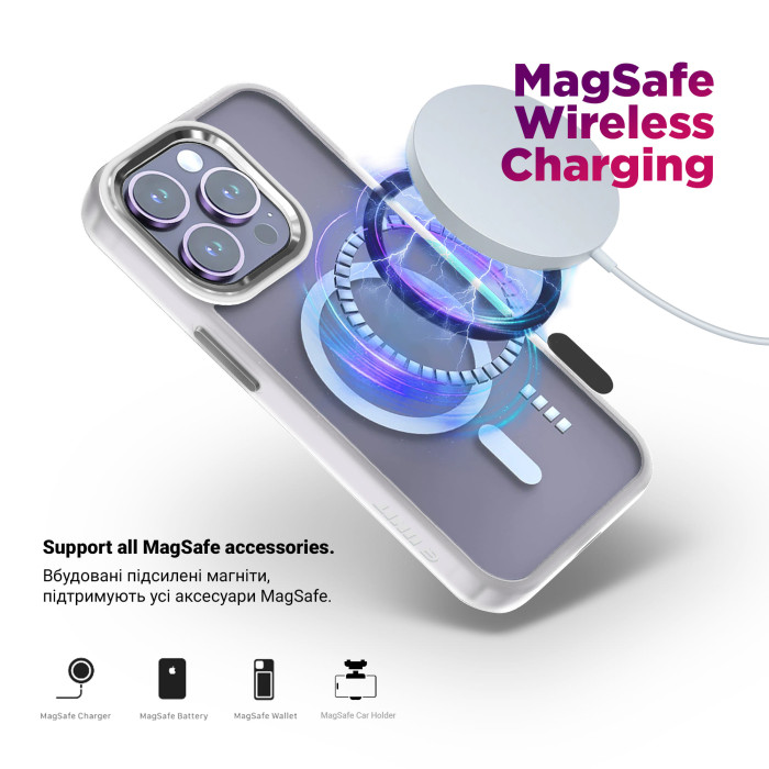 Чохол ArmorStandart Unit MagSafe для Apple iPhone 15 Pro Max Matte Clear Silver (ARM69350)