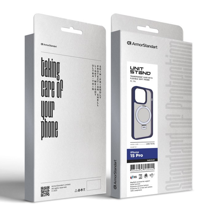 Чохол ArmorStandart Unit Stand для Apple iPhone 15 Pro Dark Blue (ARM70578)