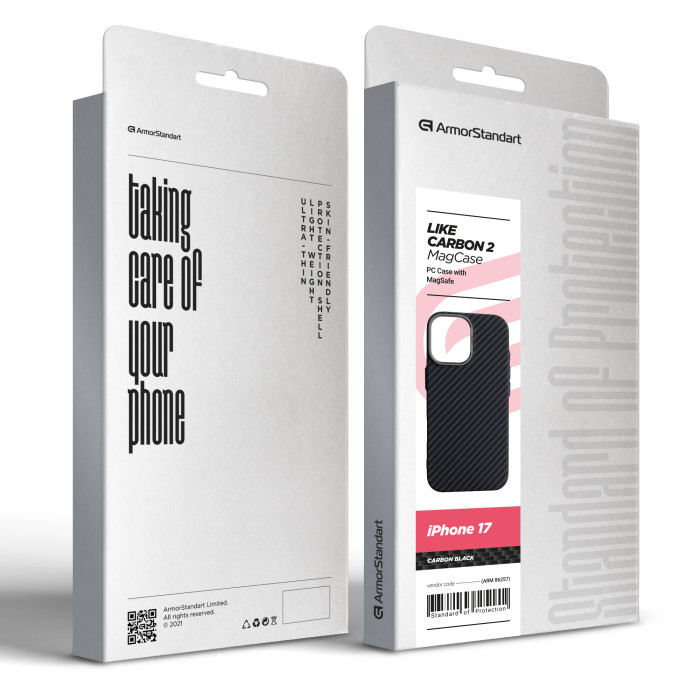 Чохол ArmorStandart LikeCarbon2 Mag Case для Apple iPhone 17 Carbon Black (ARM86257)