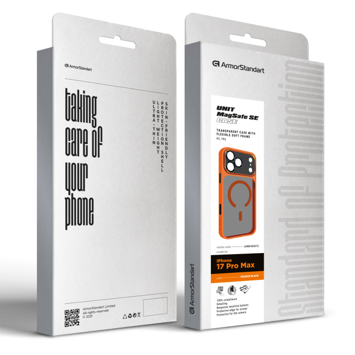 Чохол ArmorStandart Unit-C MagCase SE для Apple iPhone 17 Pro Max Orange Black (ARM86321)