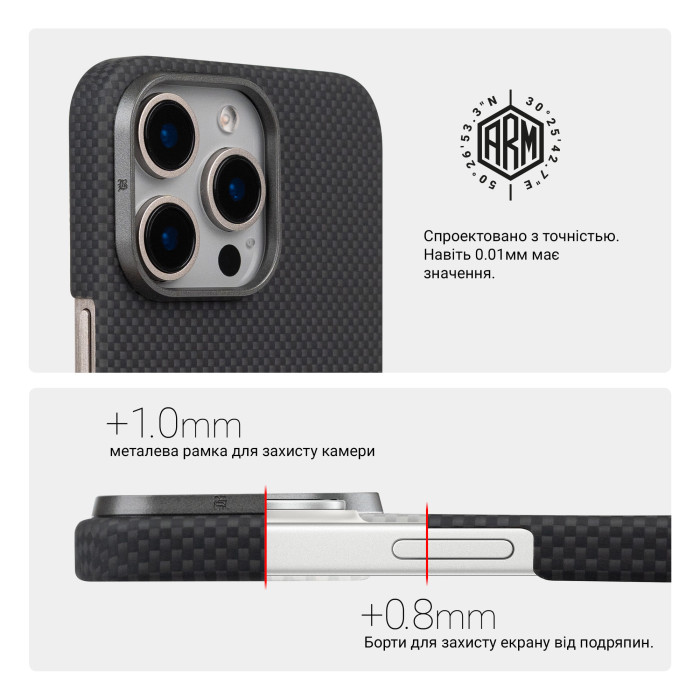 Чохол ArmorStandart BlackIcon Kevlar Mag Case для Apple iPhone 15 Pro Black (ARM88536)