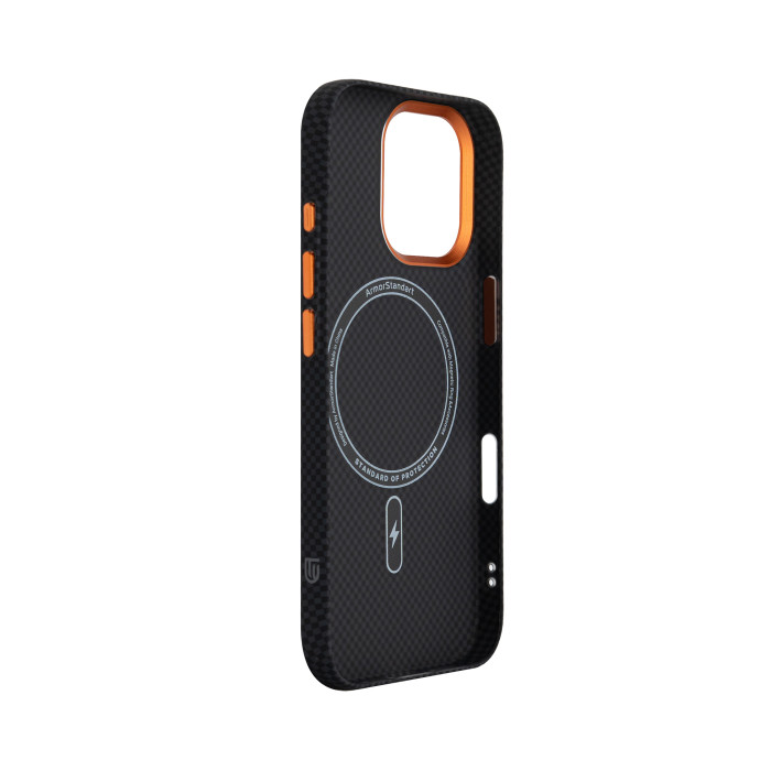 Чохол ArmorStandart LikeCarbon2 SE Mag Case для Apple iPhone 17 Kevlar Black Orange (ARM89163)