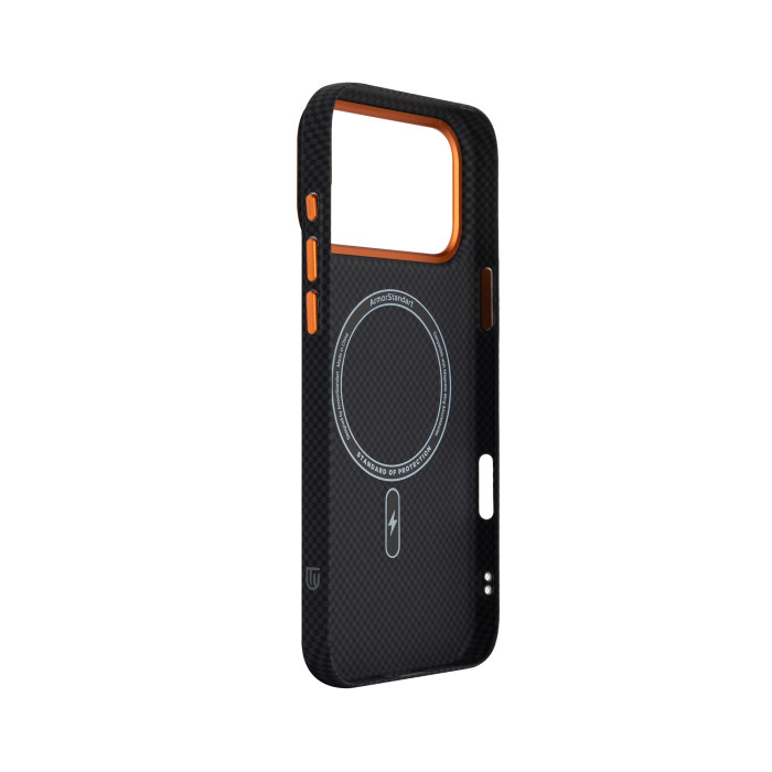 Чохол ArmorStandart LikeCarbon2 SE Mag Case для Apple iPhone 17 Pro Max Kevlar Black Orange (ARM89165)