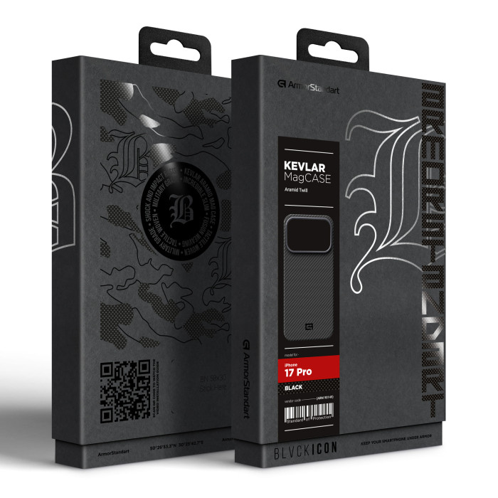 Чохол ArmorStandart BlackIcon Aramid Twill MagCase для Apple iPhone 17 Pro Black (ARM90149)