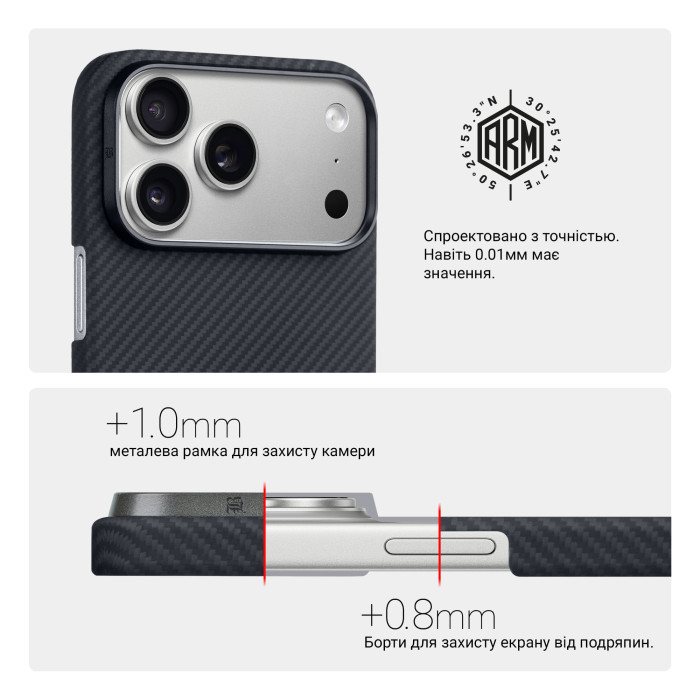Чохол ArmorStandart BlackIcon Aramid Twill MagCase для Apple iPhone 17 Pro Max Black (ARM90150)