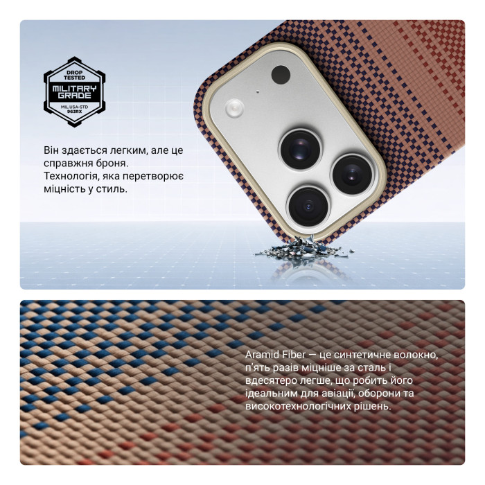Чохол ArmorStandart BlackIcon Kevlar MagCase для Apple iPhone 17 Pro Sunset (ARM90154)