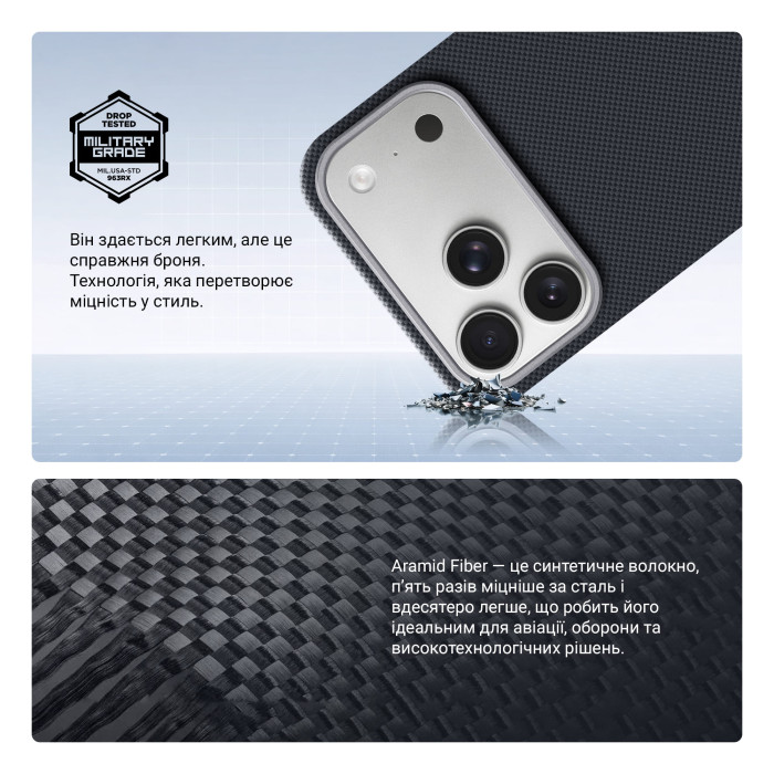 Чохол ArmorStandart BlackIcon Aramid Plain MagCase для Apple iPhone 17 Pro Max Black (ARM90161)