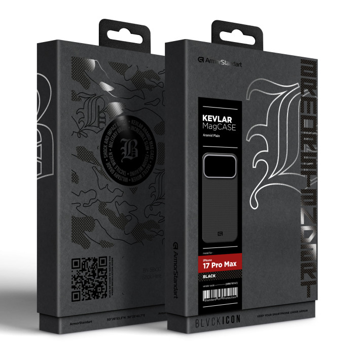 Чохол ArmorStandart BlackIcon Aramid Plain MagCase для Apple iPhone 17 Pro Max Black (ARM90161)