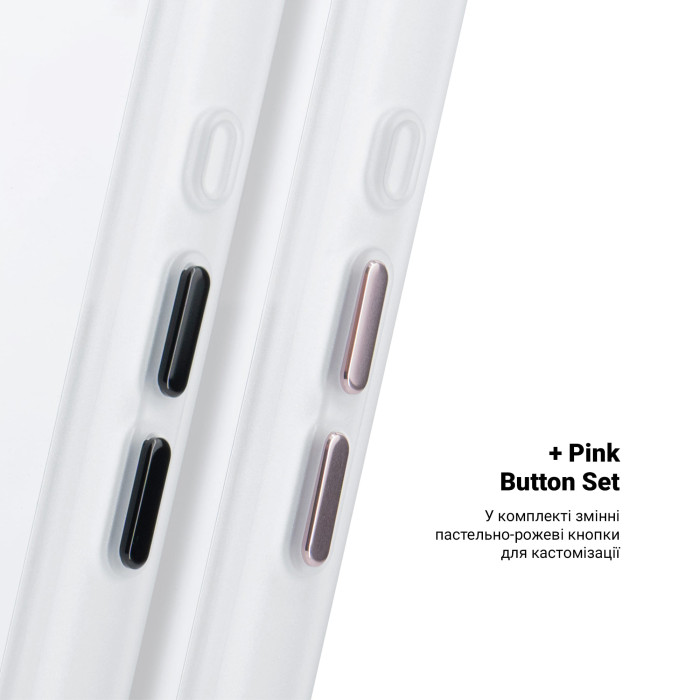 Чохол ArmorStandart Unit Mag Case для Apple iPhone 17 Matte Clear Silver + Pink Button Set (ARM90580)