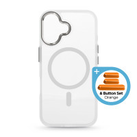 Чохол ArmorStandart Unit Mag Case для Apple iPhone 17 Matte Clear Silver + Orange Button Set (ARM90581)