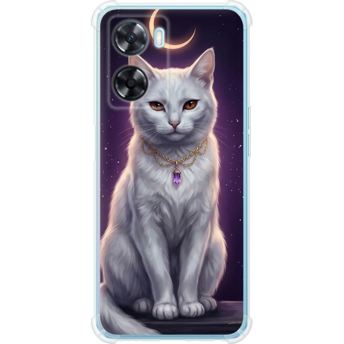 Чохол-накладка (панель) на Oppo A57s Mystic White Cat Gothic Dark Purple Gold 