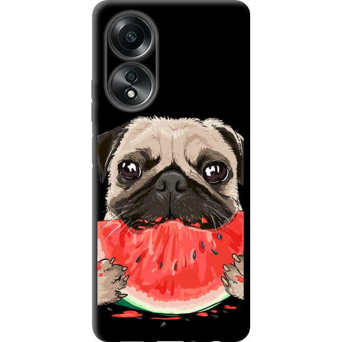 Чохол-накладка (панель) на Oppo A58 4G Мопс і кавун 
