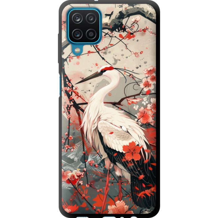 Чохол-накладка (панель) на Samsung Galaxy A12 A125F Лелека у цвіту сакури 