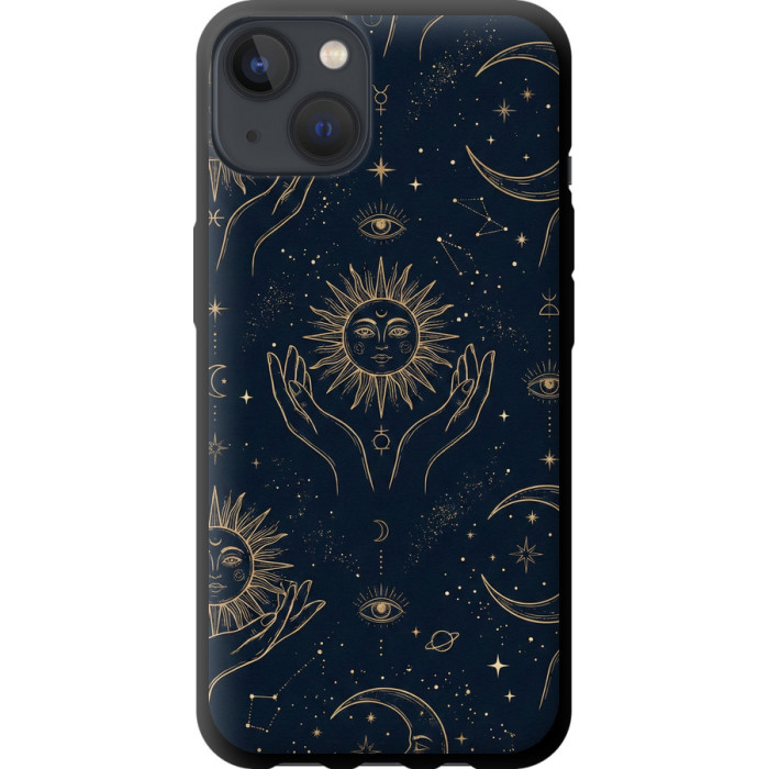Чохол-накладка (панель) на iPhone 13 Celestial Harmony: Sun & Moon Gold Mystic Pattern 