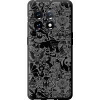 Чохол-накладка (панель) на OnePlus 11 Чорно-сірий стікер бомбінг  (EDP-2432b-2940)