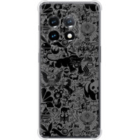 Чохол-накладка (панель) на OnePlus 11 Чорно-сірий стікер бомбінг  (EDP-2432sp-2940)