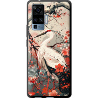 Чохол-накладка (панель) на Vivo X50 Pro Лелека у цвіту сакури  (6109b-1956)
