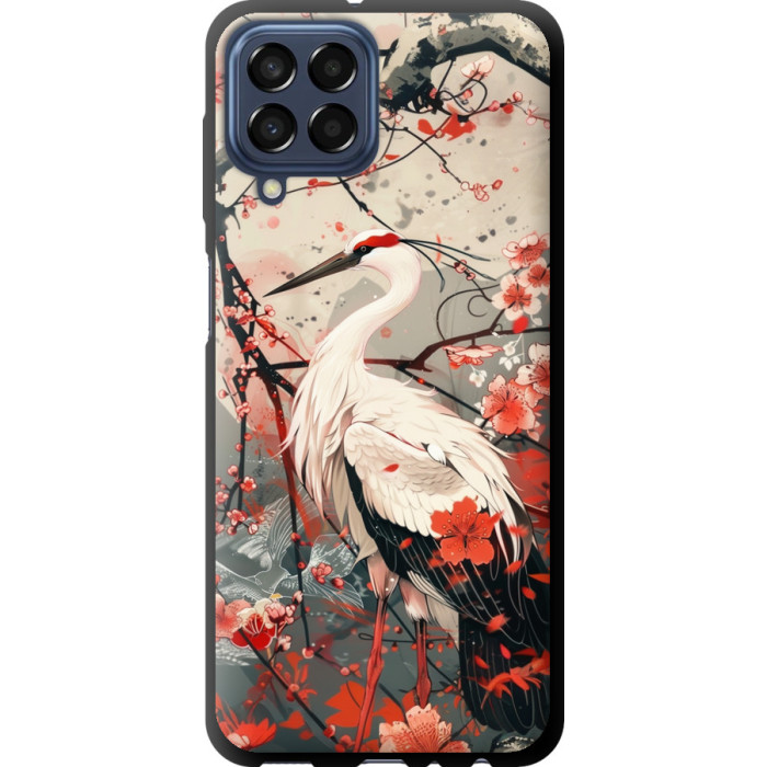 Чохол-накладка (панель) на Samsung Galaxy M33 M336B Лелека у цвіту сакури 