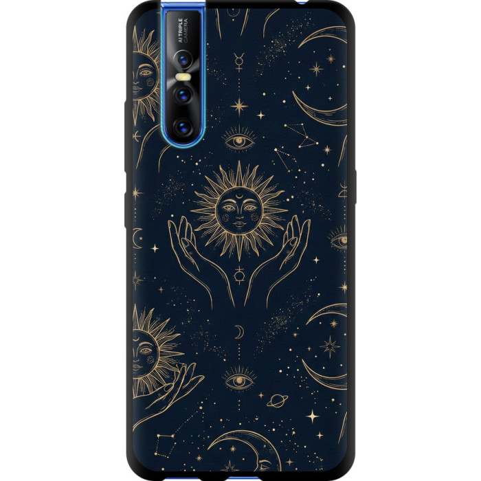 Чохол-накладка (панель) на Vivo V15 pro Celestial Harmony: Sun & Moon Gold Mystic Pattern 