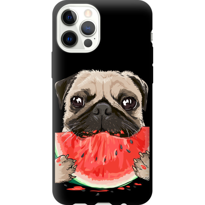 Чохол-накладка (панель) на iPhone 12 Pro Мопс і кавун 