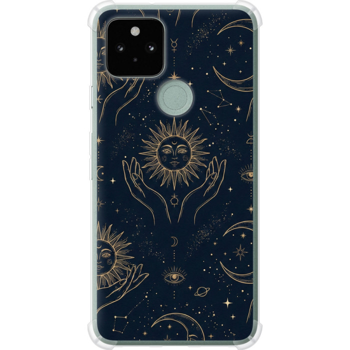 Чохол-накладка (панель) на Google Pixel 5 Celestial Harmony: Sun & Moon Gold Mystic Pattern 