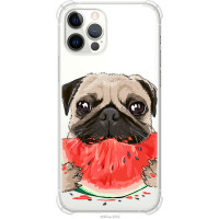 Чохол-накладка (панель) на iPhone 12 Pro Мопс і кавун  (EDP-4665sp-2052)