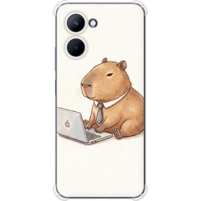 Чохол-накладка (панель) на Realme C33 Funny Capybara CEO Working 