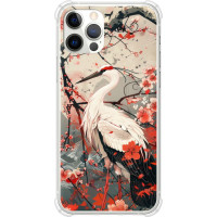 Чохол-накладка (панель) на iPhone 12 Pro Лелека у цвіту сакури  (EDP-6109sp-2052)