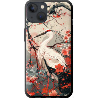 Чохол-накладка (панель) на iPhone 13 Лелека у цвіту сакури  (EDP-6109b-2374)